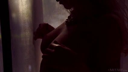 Девушка гладит возле окна упругие сисечки и мастурбирует щель #9